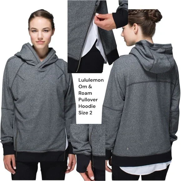 EUC Lululemon Om & Roam Pullover Heathered Speckled Black / Black - size 2 - Picture 1 of 16